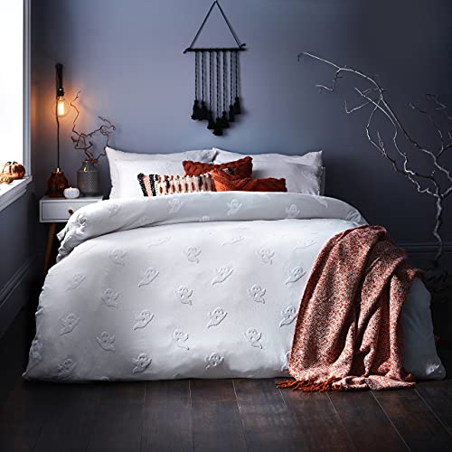 The Linen Yard Der Leinenhof Ghost Tufted King Duvet Cover Set, Baumwolle, Weiß von The Linen Yard