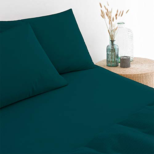 The Linen Yard Spannbetttuch, Fadenzahl 250, Blaugrün, Kingsize-Bett von The Linen Yard
