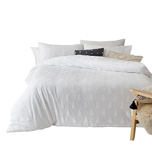 The Linen Yard Tufted Tree King Bettbezug-Set, Baumwolle, Schnee von The Linen Yard