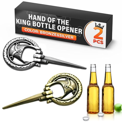 Nordic Souvenirs Hand des Königs Flaschenöffner 2 - Packung-Game Of Thrones Style-Bronze und Silber-Perfect Barware Man Cave Geschenk von The Little Green Change