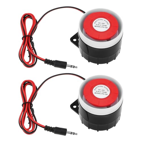 The Lord of the Tools 2 x DC 24 V 120 dB Innensirene mit Kabel, Mini-Sirene mit 3,5 mm Klinkenanschluss, kompatibel mit GSM-Alarm, Home Safe Alarm von The Lord of the Tools
