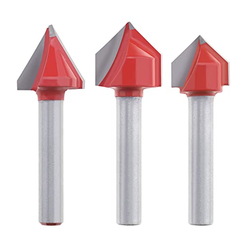 The Lord of the Tools 3-teiliges V-Nut-Fräser-Bit Set 90 ° 60 ° Gravierfräser mit 6-mm-Schaft Holzbearbeitungs-Schnitzwerkzeug für die Holzbearbeitung, Trimmen, Schlitzen, Veredeln von Holzprojekten von The Lord of the Tools