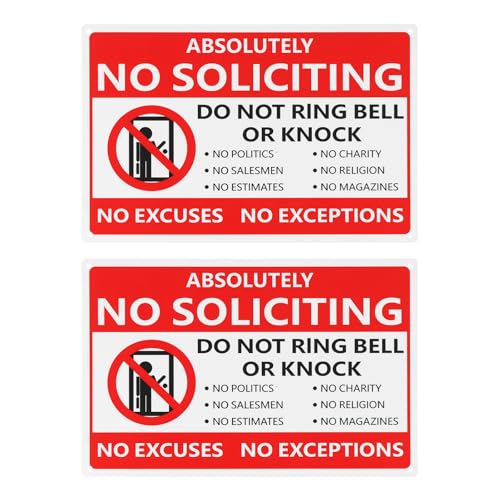 The Lord of the Tools Warnschild mit Aufschrift "No Soliciting Not Ring Bell No Knock", 30 x 20 x 0,15 cm, PVC, mit vorgebohrten Befestigungslöchern, für Zuhause oder Geschäft, 2 Stück von The Lord of the Tools