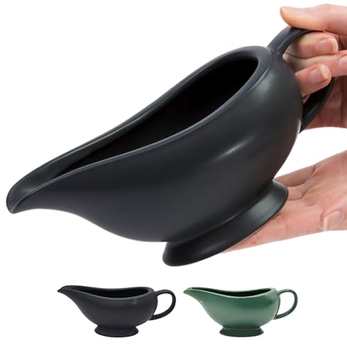 Sauciere – (400 ml) elegante Keramik-Saucierschale – Keramik-Sauciere – Steingut Sauciere Wärmer (schwarz) – isolierte Sauciere für Thanksgiving von The Lunga Collection