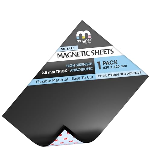 TMS Magnetfolien (extra stark (Premium selbstklebend), 62 x 42 cm Rolle [2,0 mm Anisotropic-Stärke] von The Magnet Shop