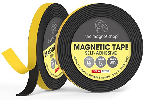 The Magnet Shop A+B Magnetband-Paare, lange selbstklebende Magnetstreifen für Türen, Fliegengitter, Moskitonetze und Vorhänge, einfach anzubringen (3 Meter + 3 Meter) von The Magnet Shop