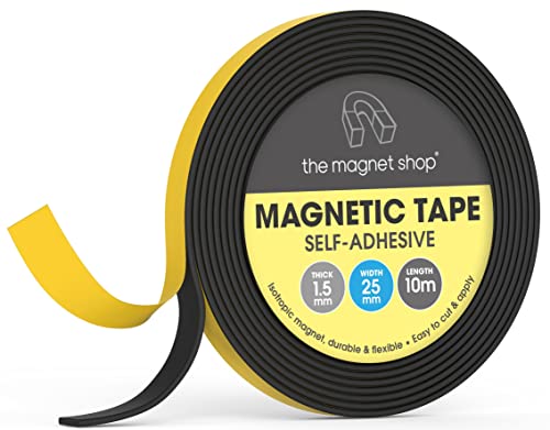 The Magnet Shop Magnetband zum Basteln, Rolle mit selbstklebenden Magnetstreifen, einfach zu schneiden und anzubringen [25 mm breit, 1,5 mm dick, isotrop] (10 Meter) von The Magnet Shop