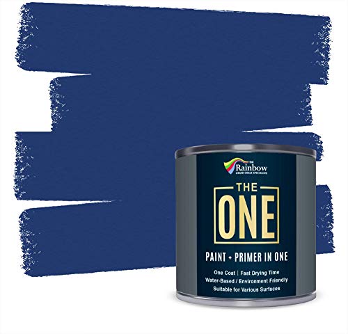 THE ONE Paint & Primer: die langlebigste Holzfarbe, Schrankfarbe, Eingangstür, Wände, Badezimmer, Küche, Fliesenfarbe - schnelltrocknende Farbe für Innen- / Außenbereiche (Blau Mattfinish, 250ml.) von THE ONE