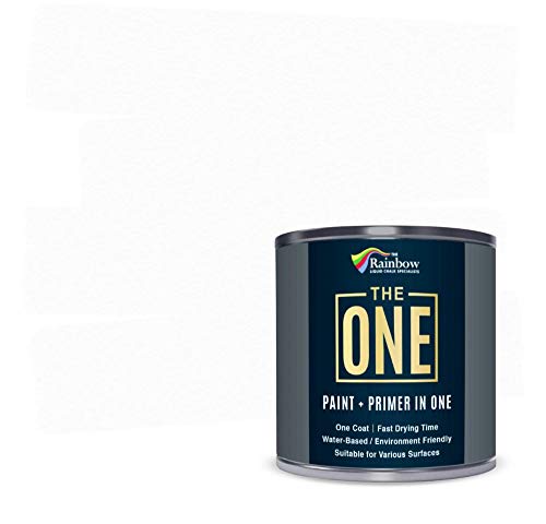 THE ONE Paint & Primer: die langlebigste Holzfarbe, Schrankfarbe, Eingangstür, Wände, Badezimmer, Küche, Fliesenfarbe - schnelltrocknende Farbe für Innen- / Außenbereiche (Weiß Satin-Finish, 250ml.) von The One Paint