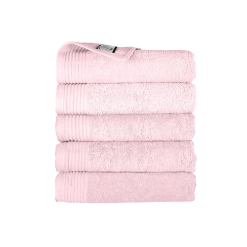 THE ONE TOWELLING Classic Handtücher - 70 x 140 cm - 5 Stück - Sparpack - Hohe Feuchtigkeitsaufnahme - 100% gekämmte Baumwolle - Hellrosa von THE ONE TOWELLING