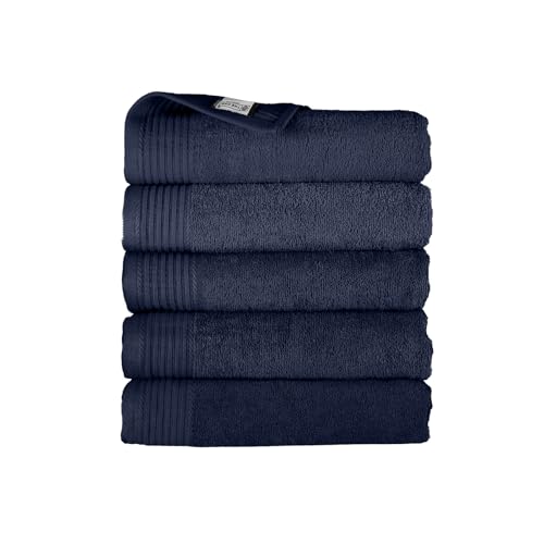 THE ONE TOWELLING Classic Handtücher - 70 x 140 cm - 5 Stück - Sparpack - Hohe Feuchtigkeitsaufnahme - 100% gekämmte Baumwolle - Marineblau von THE ONE TOWELLING