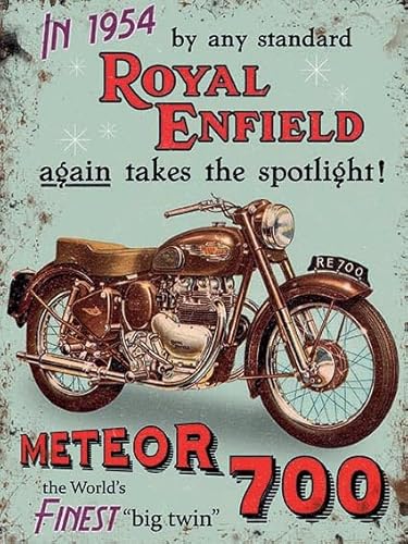 Klein (150 X 200mm) Metall Schild - Royal Enfield Meteor 700 von The Original Metal Sign