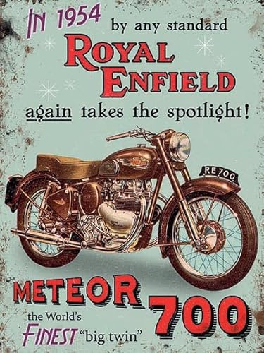 Klein (150 X 200mm) Metall Schild - Royal Enfield Meteor 700 von The Original Metal Sign Co.