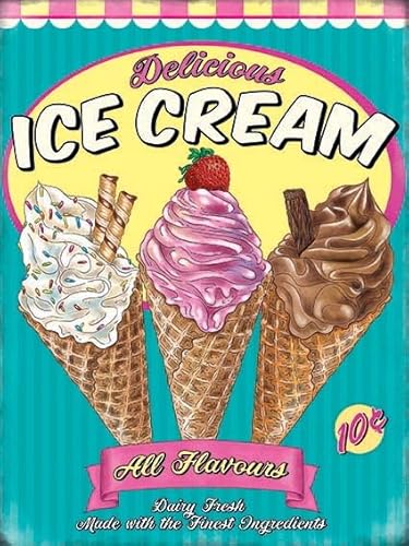 Metallschild, klein, 150 x 200 mm, Eiscreme Metallschild, klein, 150 x 200 mm, Eiscreme von The Original Metal Sign