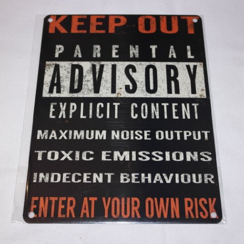 Keep Out Parental Advisory Enter at own risk metal sign by The Original Metal Sign Company von The Original Metal Sign Company