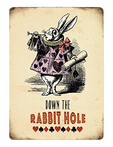 Original Metal Sign Co Klein (150 x 200 mm) Metall Schild – Alice in Wonderland – Die Kaninchen Loch von The Original Metal Sign Company