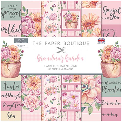 The Paper Boutique PB1299 Grandma's Garden-Verzierungsblock, Frühlingsfarben, 8 x 8 inches von The Paper Boutique