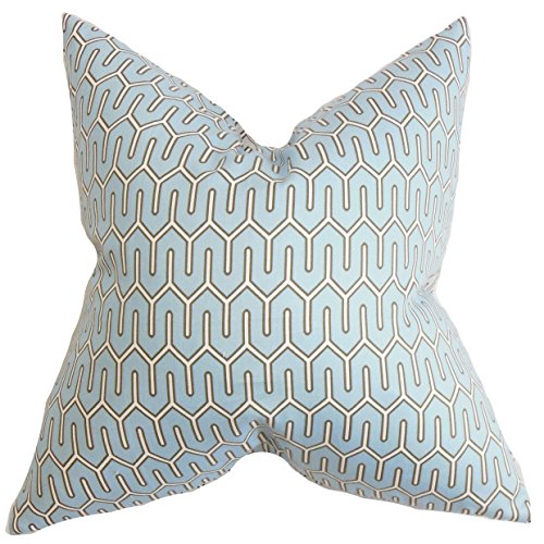 The Pillow Collection Aleeza Kissenbezug, geometrisch, Blau, Baumwolle, 46 x 46 cm von The Pillow Collection