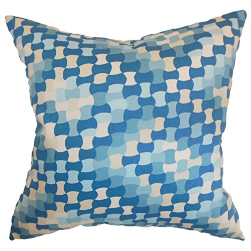The Pillow Collection Gaya Geometrischer Kissenbezug, Baumwolle, blau, 46 x 46 cm von The Pillow Collection