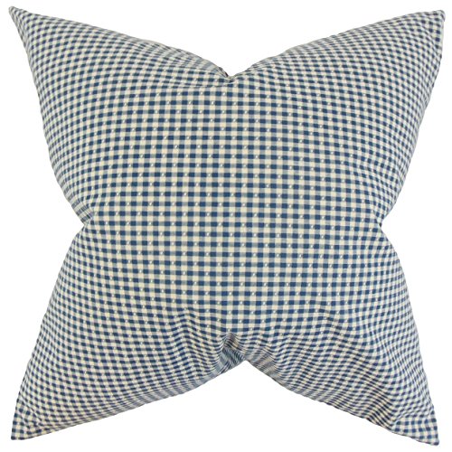 The Pillow Collection Hye Plaid Kissenbezug, Baumwolle, blau, 18 x 18 von The Pillow Collection