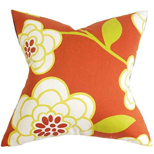 Das Kissen Collection Junot Kissenbezug mit Blumenmuster, orange von The Pillow Collection