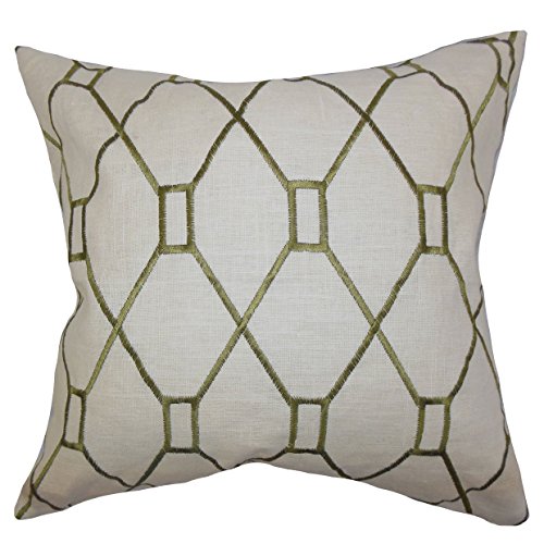 The Pillow Collection Nevaeh Geometrischer Kissenbezug, Baumwolle, Grün, 18x18 von The Pillow Collection