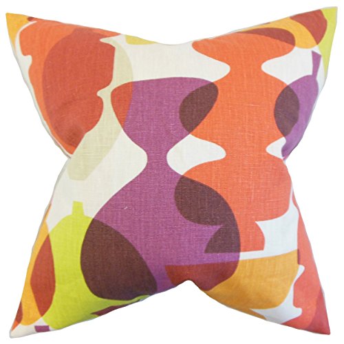 The Pillow Collection Orla Kissenbezug, geometrisch, Leinen, violett, 32425 x 32425 x 11345 cm von The Pillow Collection