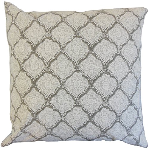 The Pillow Collection Padma Geometrischer Kissenbezug, Baumwolle, grau, 32545 x 32545 x 11387 cm von The Pillow Collection