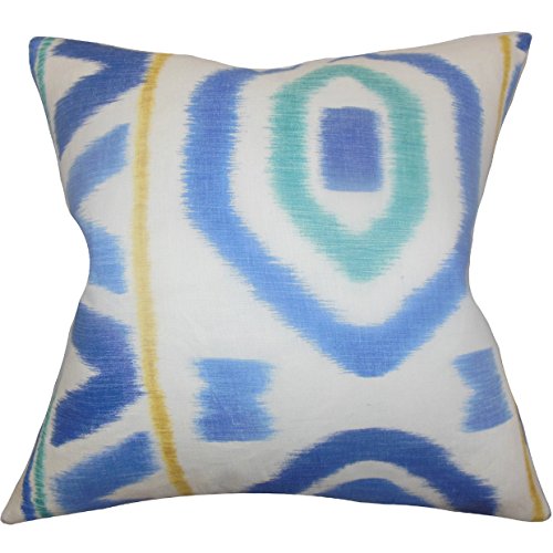 The Pillow Collection Rivka Kissenbezug, geometrisch, Baumwolle, blau, 22325 x 22325 x 7810 cm von The Pillow Collection