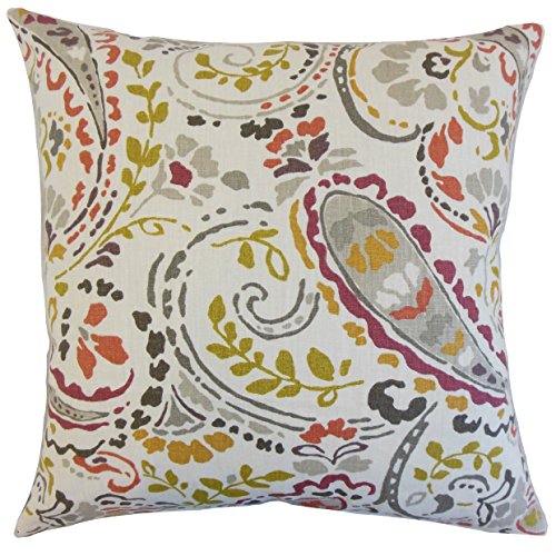 The Pillow Collection Robbia Kissenbezug mit Blumenmuster, Leinen, grau, 46 x 46 cm von The Pillow Collection