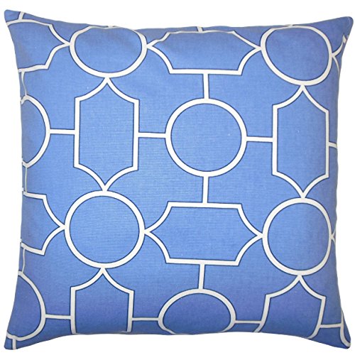 The Pillow Collection Samoset Geometrischer Kissenbezug, Baumwolle, Chambray, Blau, 43425 x 43425 x 15195 cm von The Pillow Collection