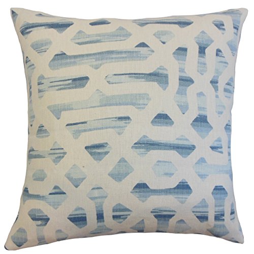 The Pillow Collection Farok Kissenbezug, geometrisch, Baumwolle, blau, 36865 x 36865 x 12899 cm von The Pillow Collection