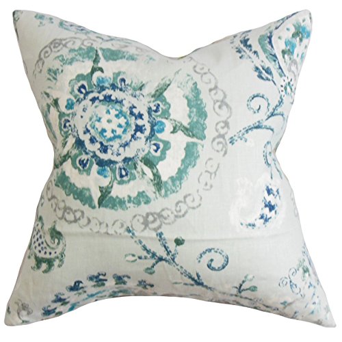 Das Kissen Kollektion Riah Blumen Kissenhülle, blau von The Pillow Collection