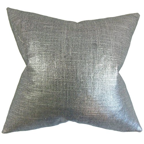 The Pillow Collection Florin Kissenbezug, Leinen, grau, 18x18 von The Pillow Collection