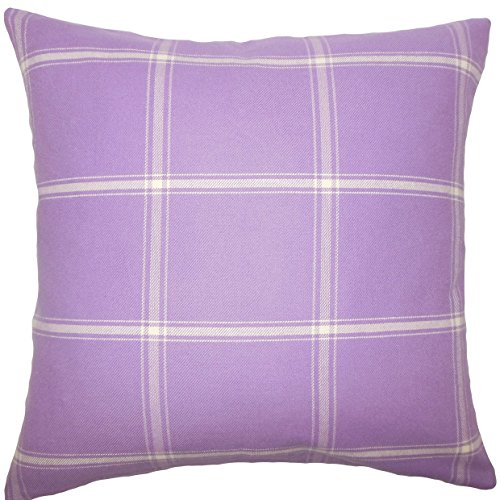 The Pillow Collection Sabriyya Plaid Kissenbezug, Baumwolle, Hyazinthe, Violett, 44885 x 44885 x 15706 cm von The Pillow Collection