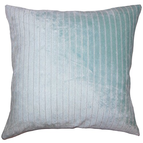 The Pillow Collection Maaike gestreifter Kissenbezug, Polyester, Aqua, 43985 x 43985 x 15391 cm von The Pillow Collection