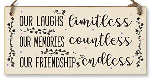 The Plum Penguin Wandschild "Our Laughs Limitless Friendship", Holz, handgefertigt, Geschenk für beste Freundin The Plum Penguin Wandschild "Our Laughs Limitless Friendship", Holz, handgefertigt, Geschenk für beste Freundin von The Plum Penguin