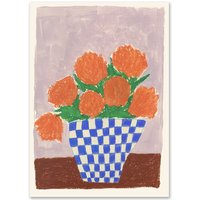 The Poster Club - Orange Flowers von Carla Llanos, 21 x 29,7 cm von The Poster Club ApS