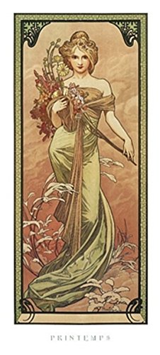 Alphonse Mucha – Frühling 1900 Poster Drucken (22,86 x 50,80 cm) von The Poster Corp
