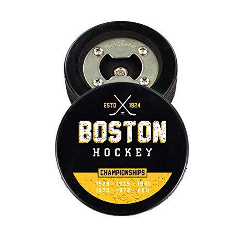 The PuckOpener Boston Champs Hockey Puck Flaschenöffner, magnetischer Kappenfänger, Untersetzer von The PuckOpener