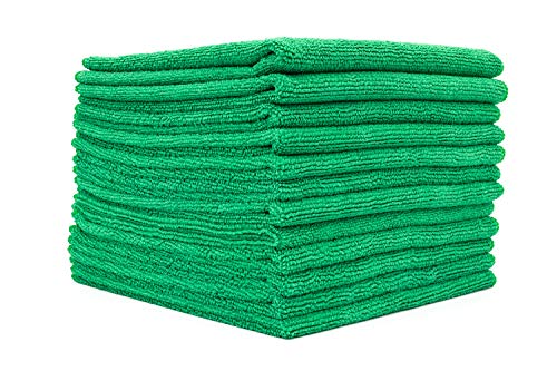 12 Stück (12 Stück) x 30,5 cm. Allzweck-Reinigungstücher aus Mikrofaser mit hoher Saugfähigkeit, fusselfrei, streifenfrei grün von The Rag Company