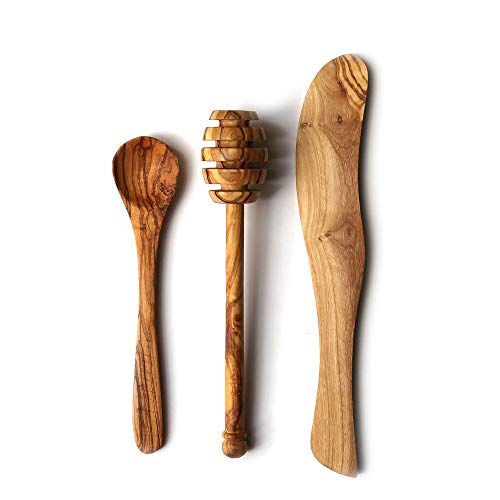 Frühstücks- und Gewürz-Set aus Olivenholz | Buttermesser | Marmeladenlöffel | Marmeladenlöffel | Honiglöffel | Honiglöffel von The Rustic Dish