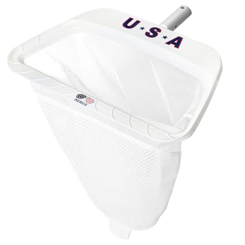 USA White Pool Skimmer Net - Clean Patriotic Leaf Rake with Deep Fine Mesh Bag, Drag Net & Angled Scoop - 44.5cm Wide Heavy Duty Pool Tool von The Skimmie
