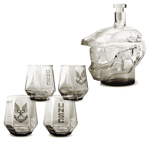 The Source Wholesale Halo Master Chief Glasdekanter und 4 Trinkgläser zum Sammeln von The Source Wholesale