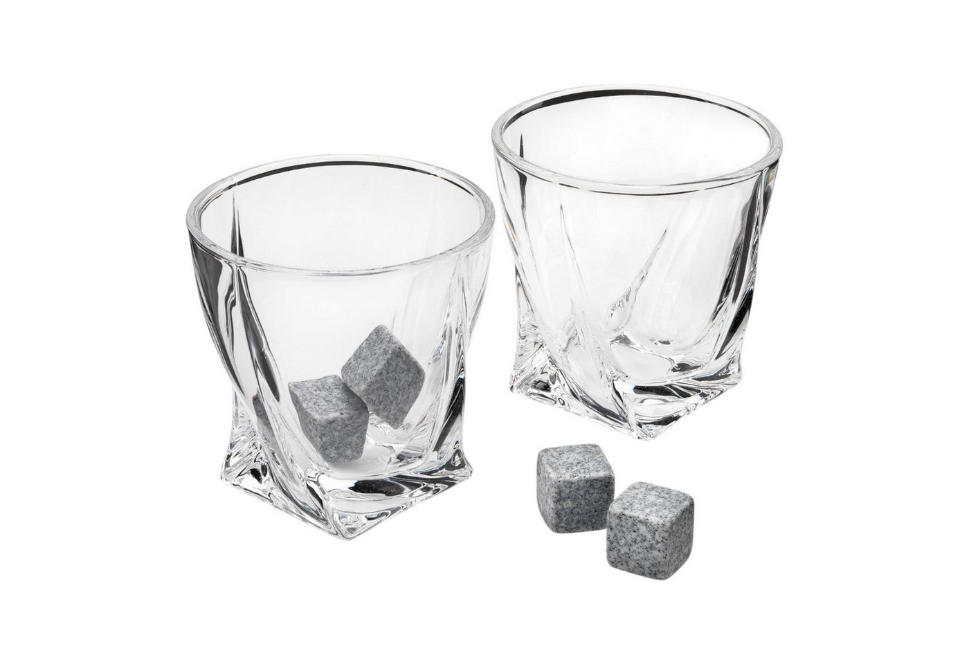 The Source Whiskyglas Verdrehte Whiskey Gläser im 2er-Set mit Eissteinen von The Source