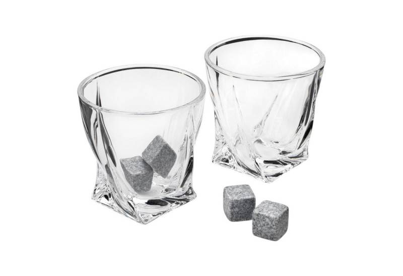 The Source Whiskyglas Verdrehte Whiskey Gläser im 2er-Set mit Eissteinen von The Source