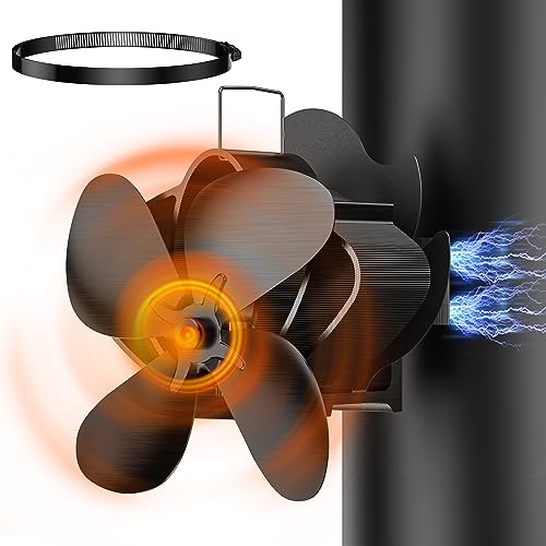 The Three Musketeers Kaminventilator Magnetisch, Ofenventilator Ohne Strom mit Modifizierter Umlenkplatte, Leiser Kamin Ventilator Kaminlüfter für Kaminofen/Kamin/Ofen/Holz/Ofenrohr, mit 1 Ersatzring von The Three Musketeers
