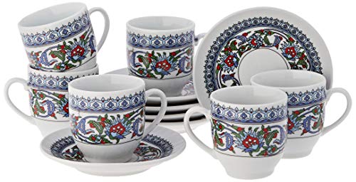 The Turkish Emporium Porzellan Espresso Kaffeetasse Untertasse 6er Set von The Turkish Emporium