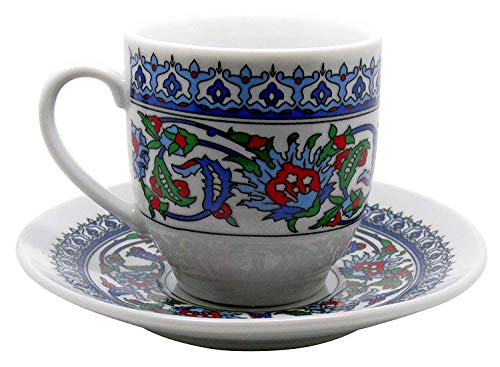 The Turkish Emporium Porzellan Espresso Kaffeetasse Untertasse 6er Set von The Turkish Emporium