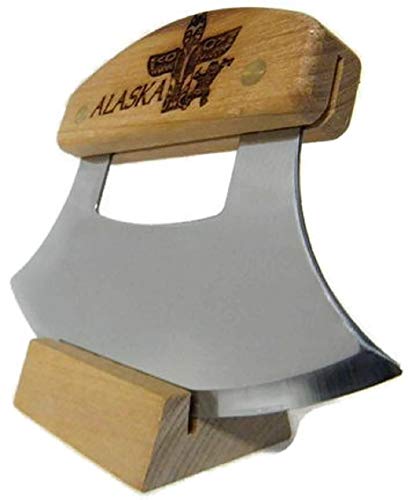 Alaskan Heritage Series Inupiat Style Ulu with Totem Work Etched Birchwood Handle by The ULU Factory von The ULU Factory